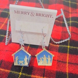 Silver and Blue Nativity Earrings